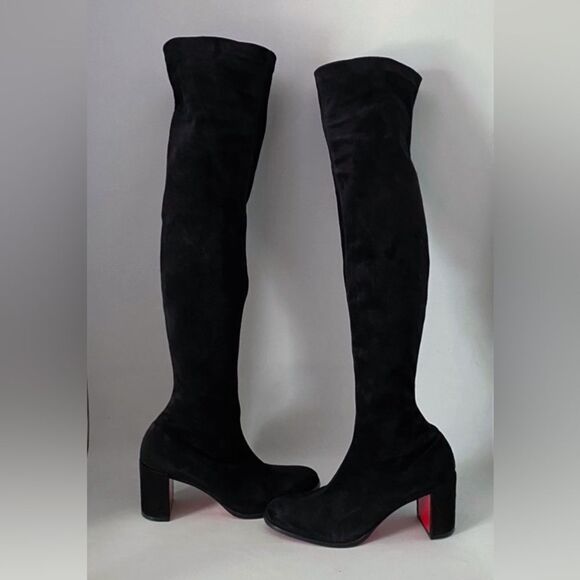 Christian Louboutin Black Stretchadoxa Botta Alta Suede Boots size 37 - Picture 11 of 16